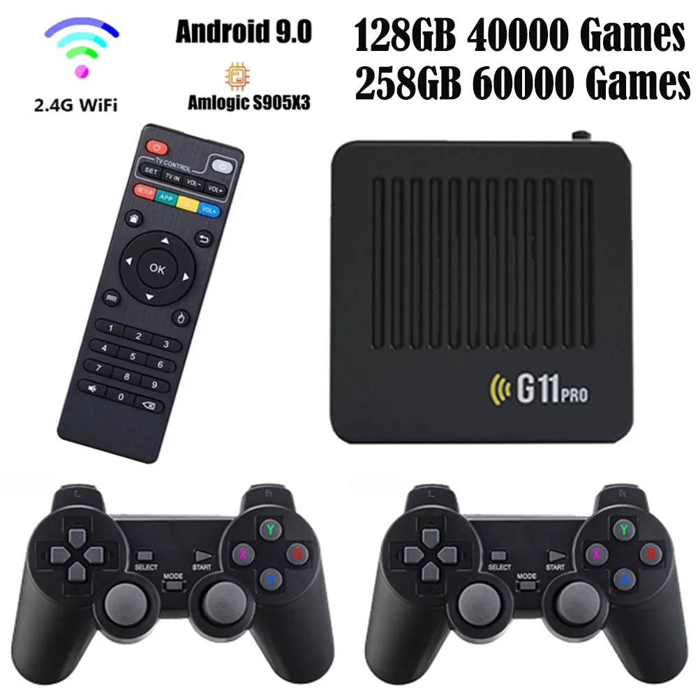Ampown G11 Pro Retro Video Game Console 256G Game Box 2.4G Double Wireless 4K HD TV Box Android 9.0 60000+ Games For PS1/PSP