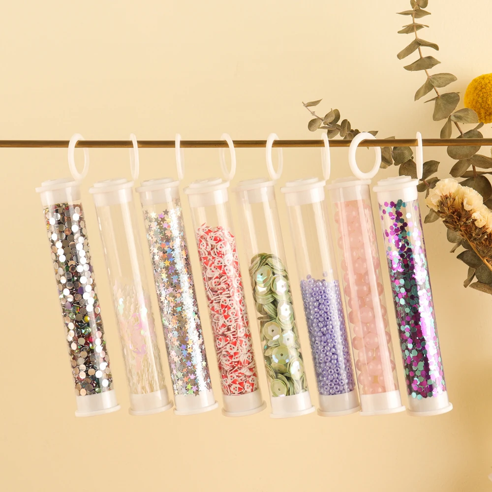 

10Pcs Clear Plastic Tube Beads Containers Storage Jars Containers Bottles Empty Clear Round Cases Storage Protective Tube Holder