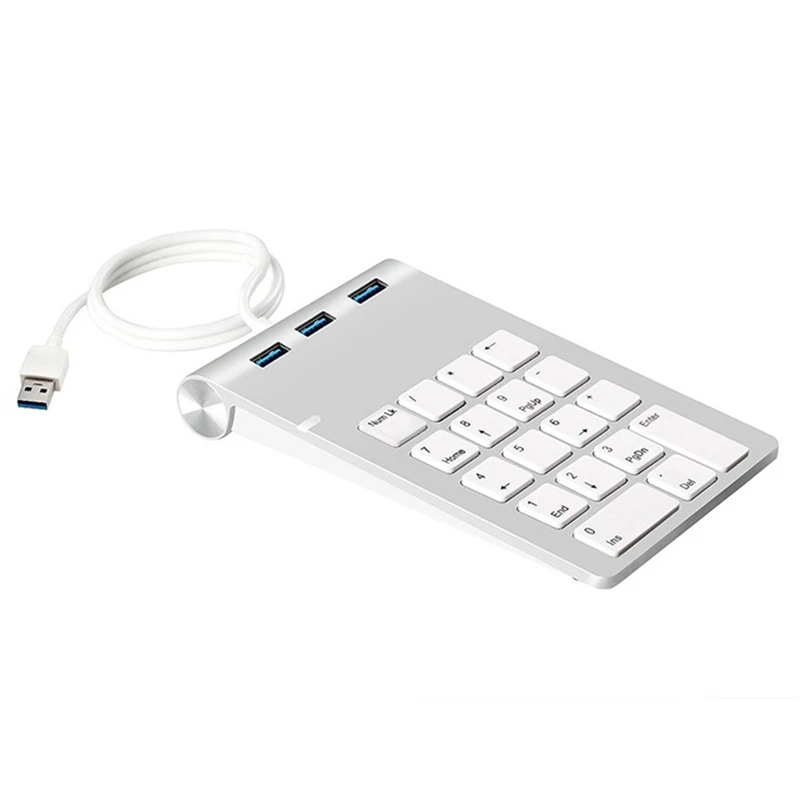 

USB Number Pad For Laptop,Wired 18 Keys Numeric Keypad With USB3.0 Hub Combo Slim Financial Accounting Number Keyboard