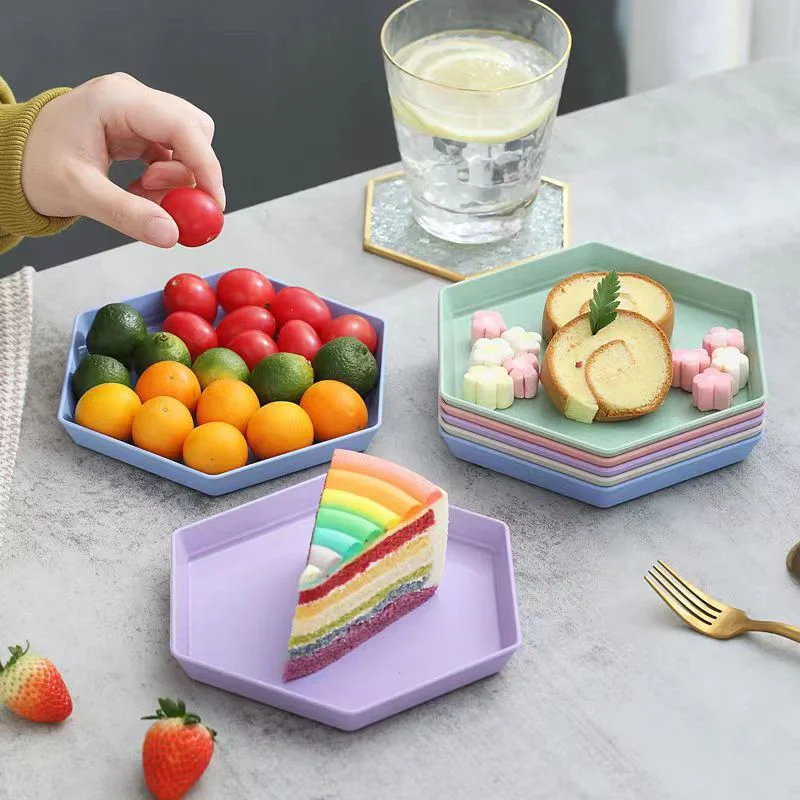 

​​Sex Angle Wheat Straw Plate Plastic Fruit Storage Restaurant Snack Kitchen Dinner Tray Bone Dishes Nut Cake Eco-Friendly