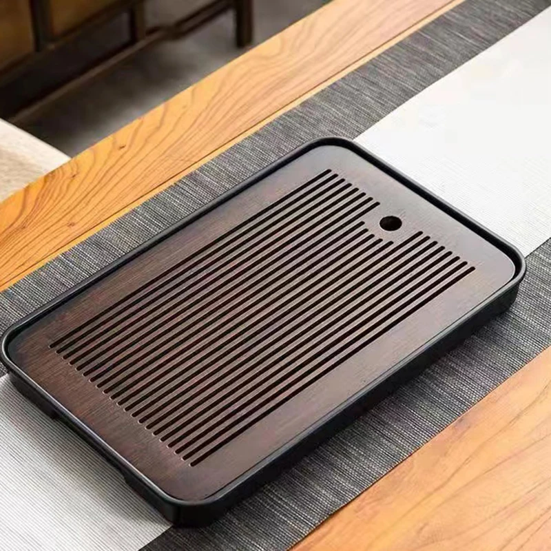 

Tea Table Tray Chinoiserie Natural Bamboo Tea Tray Drainage Water Storage Drawer Household Tea Board Bandeja Rectangular Teaware