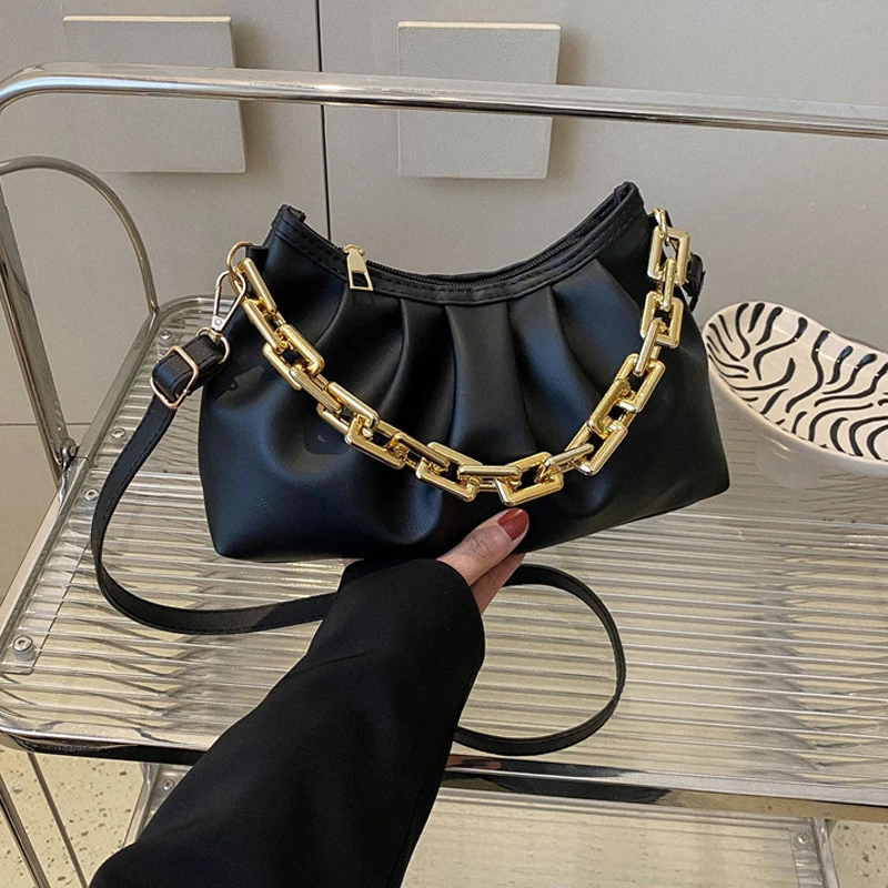 JinMantang Fashion Summer Crossbody Bags Pleated Pu Leather Shoulder Bag Women's Chain Handbags And Purses