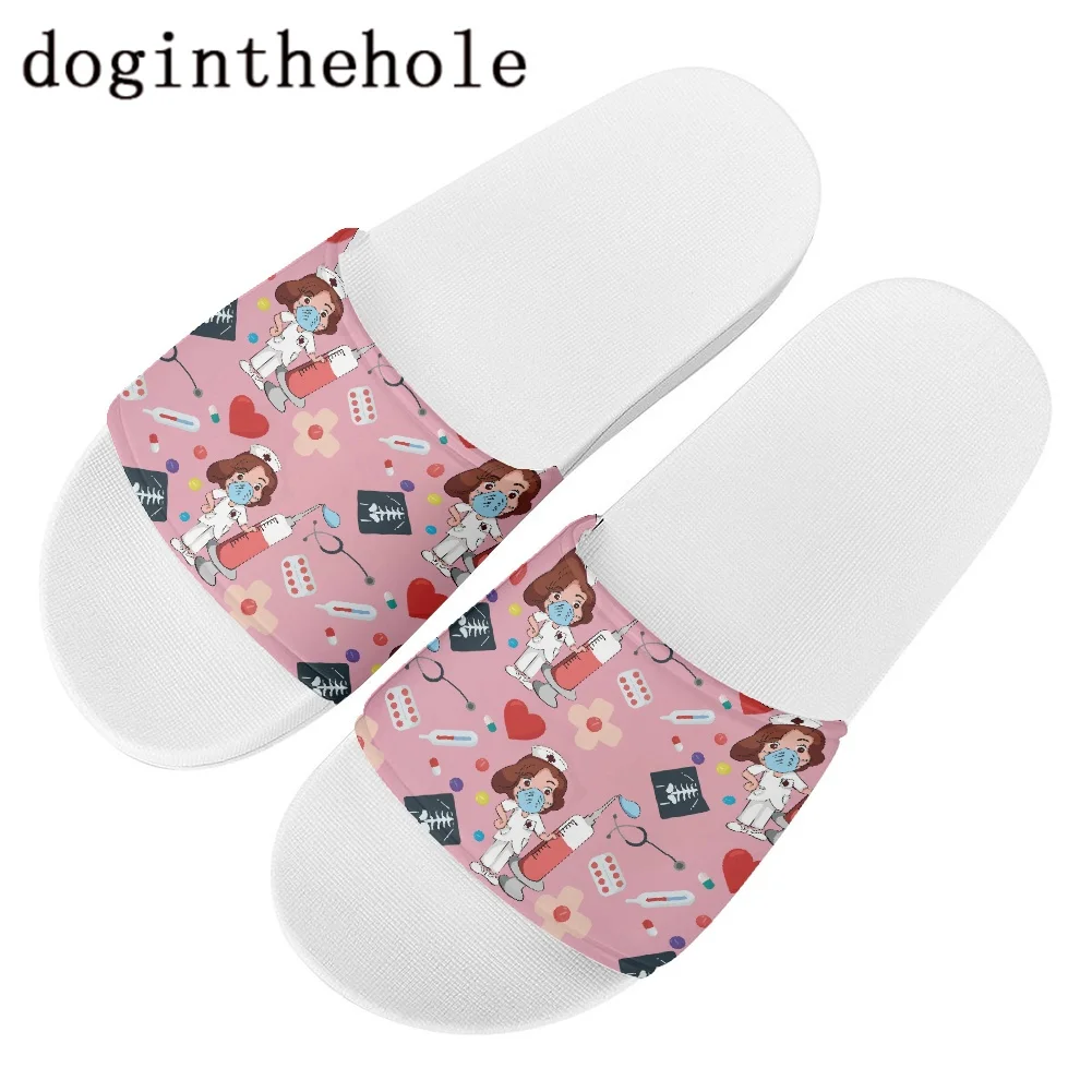 

Women's Rubber Slipper for Summer Nurse Print Shoes Teen Girls Outdoor Comfortor Slippers Flat Slides Shoes Pantuflas De Mujer