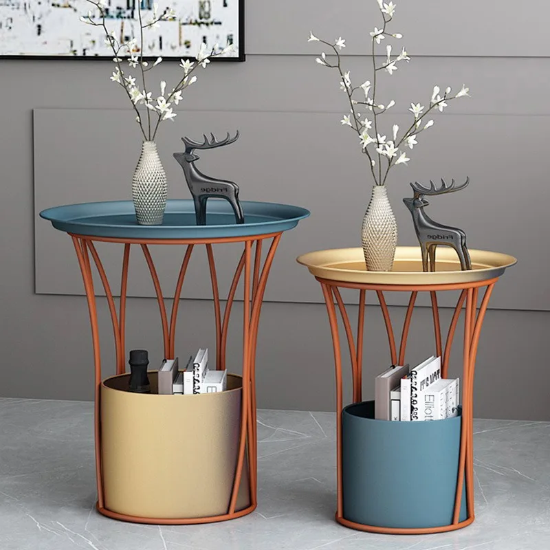 

Living Room Center Table Sofa Side Tables Nordic Tea Table Storage Creative Side Tables Design Furniture Luxury Gold Round Table