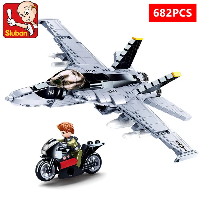 

Aviation Military Building Blocks Air Force F/A-18E Super Hornet Fighter Helicopter Aircraft Plane War Weapon Bricks Kids Toys