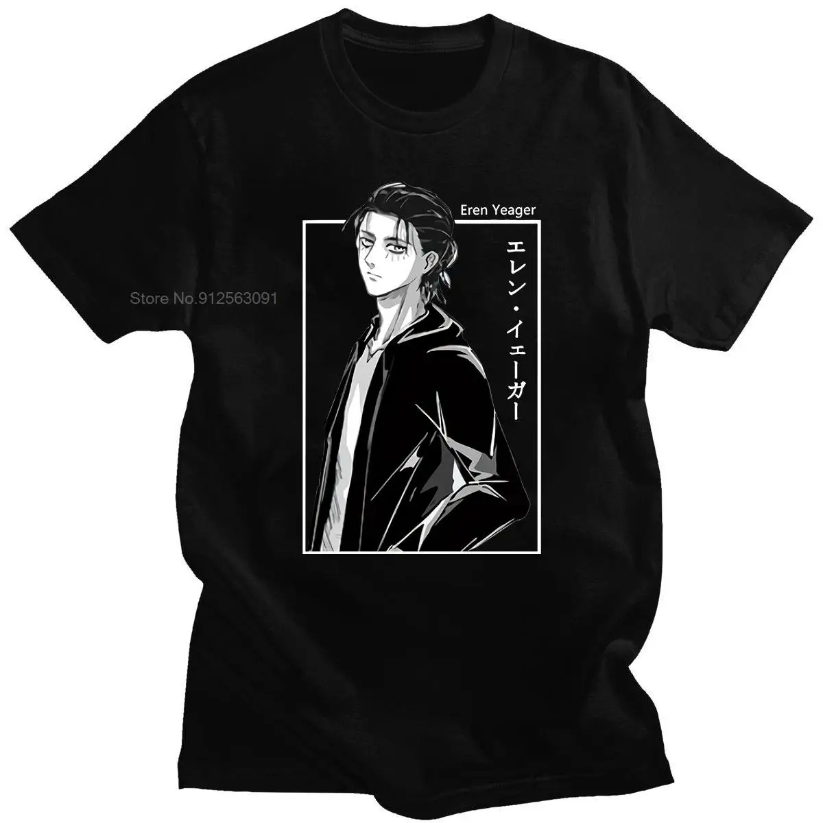 

Hot Sale Brand Attack on Titan Eren Yeager Tshirt New Personality Fun O-neck men Top Oversize anime cotton T-Shirts Streetwear