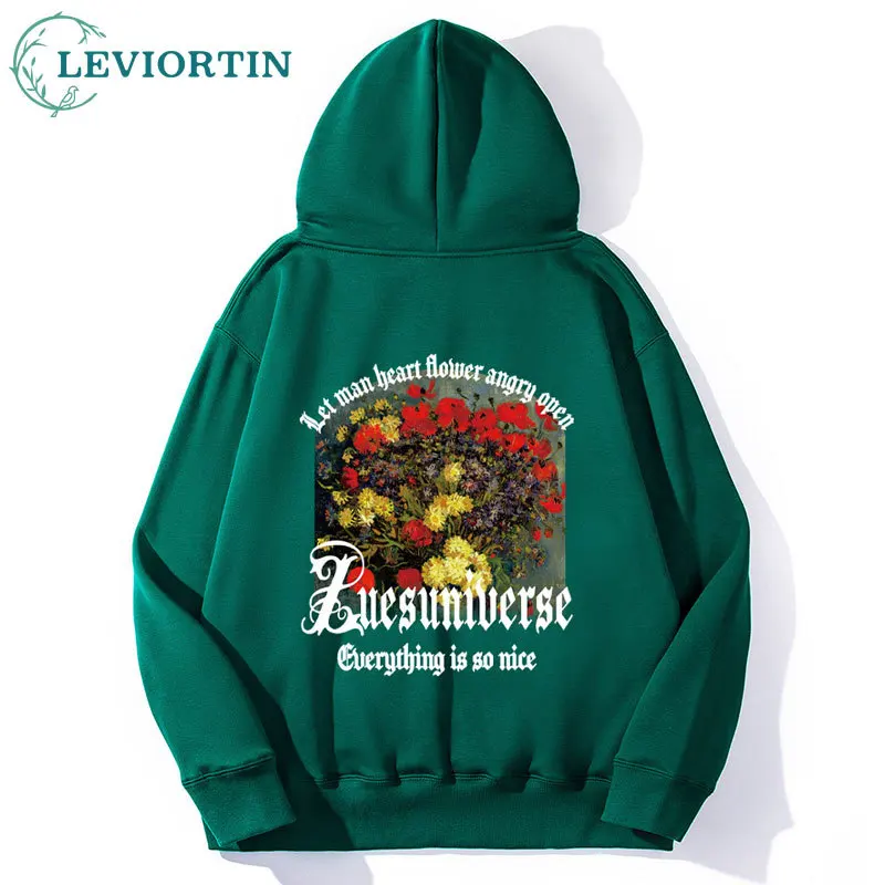 

Fall Winter Men Streetwear Hoodie Sweatshirt Retro Oil Painting Graphic Hoodie Cotton Harajuku Warm Velvet Hooded Pullover Man
