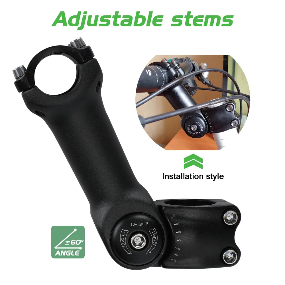

Adjustable Angle Bicycle Stem 25.4/31.8mm Handlebar Stem Riser Aluminum Alloy Front Fork Stem Adapter Mountain Bike Stem Parts
