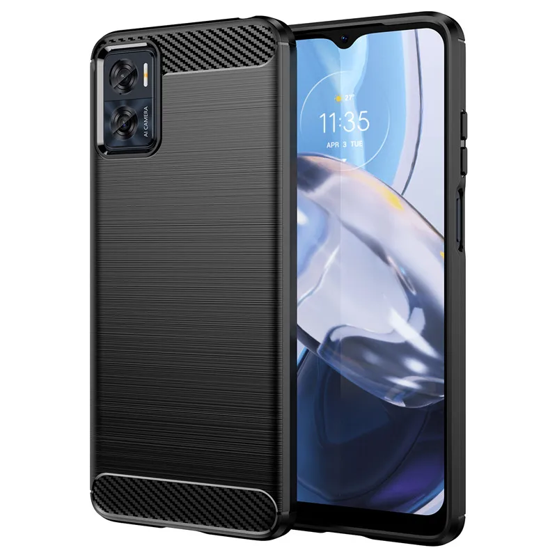 For Motorola Moto E22 Case Moto E22 Cover 6.5 Inch Carbon Fiber Shockproof Silicone Bumper For Moto E22 E22i E20 E30 E32 E32s