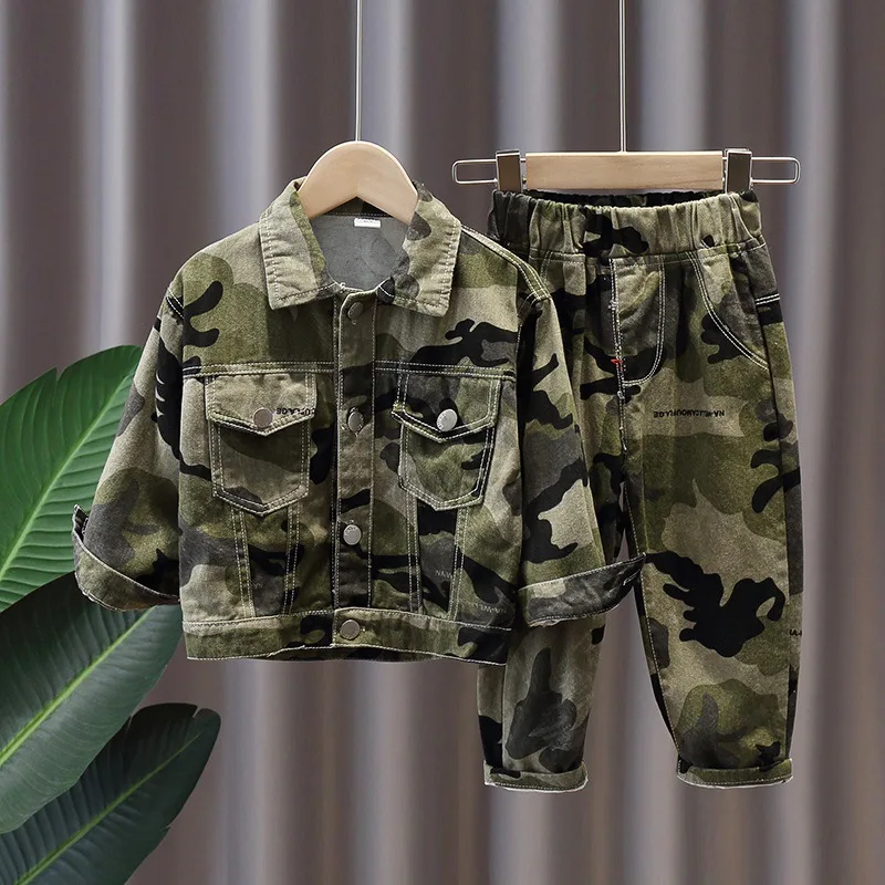 Купи Child Suit Camouflage Denim Jacket + Pants Spring Kids Set Brand Baby Boy Clothes Suits Autumn Sport Baby Girl Boy Clothing Sets за 1,487 рублей в магазине AliExpress