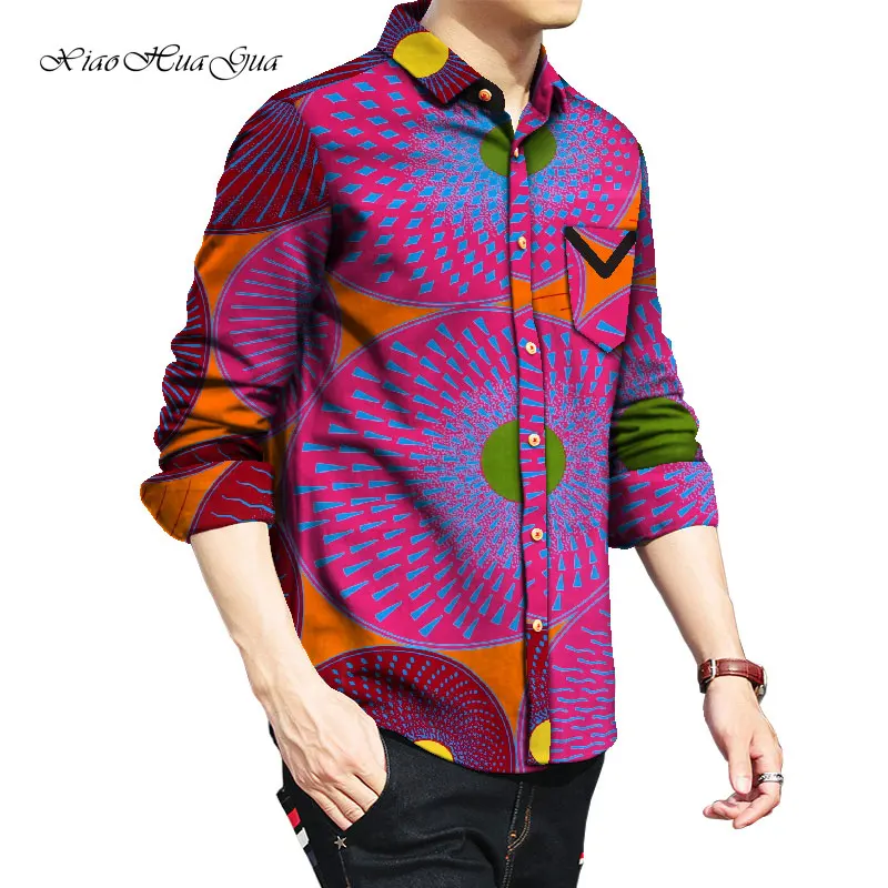 

Рубашка wyn903 мужская с Африканским принтом, одежда в африканском стиле, пэчворк, с длинным рукавом, одежда в Африке, 2019