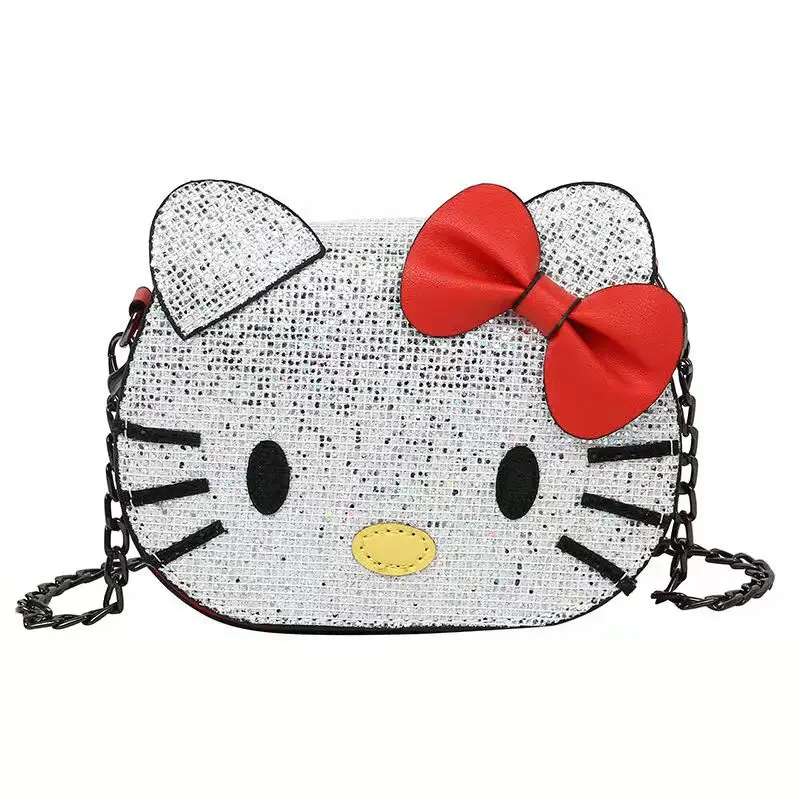 

Сумка-мессенджер Hello Kitty детская с цепочкой, милая мультяшная маленькая сумочка на одно плечо с бантом и блестками для девушек