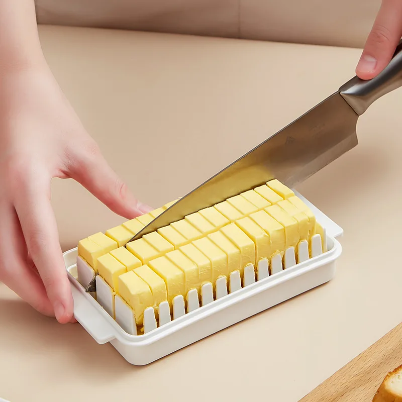 

Protable Solid Butter Cutting Storage Box kitchen accessories Refrigerator Fresh Keeping Box Breakfast Cheese Fresh-keeping Box