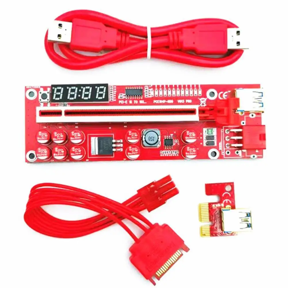 

V013 Pro PCIE Mining PCIE Riser Adapter Card Graphics Extension PCI-E 1X 16X Riser PCI-E Riser Graphics Card Extension Cable