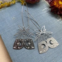 fashion silver color hollow moon moth drop earrings for women vintage exaggerate earring festival party jewelry