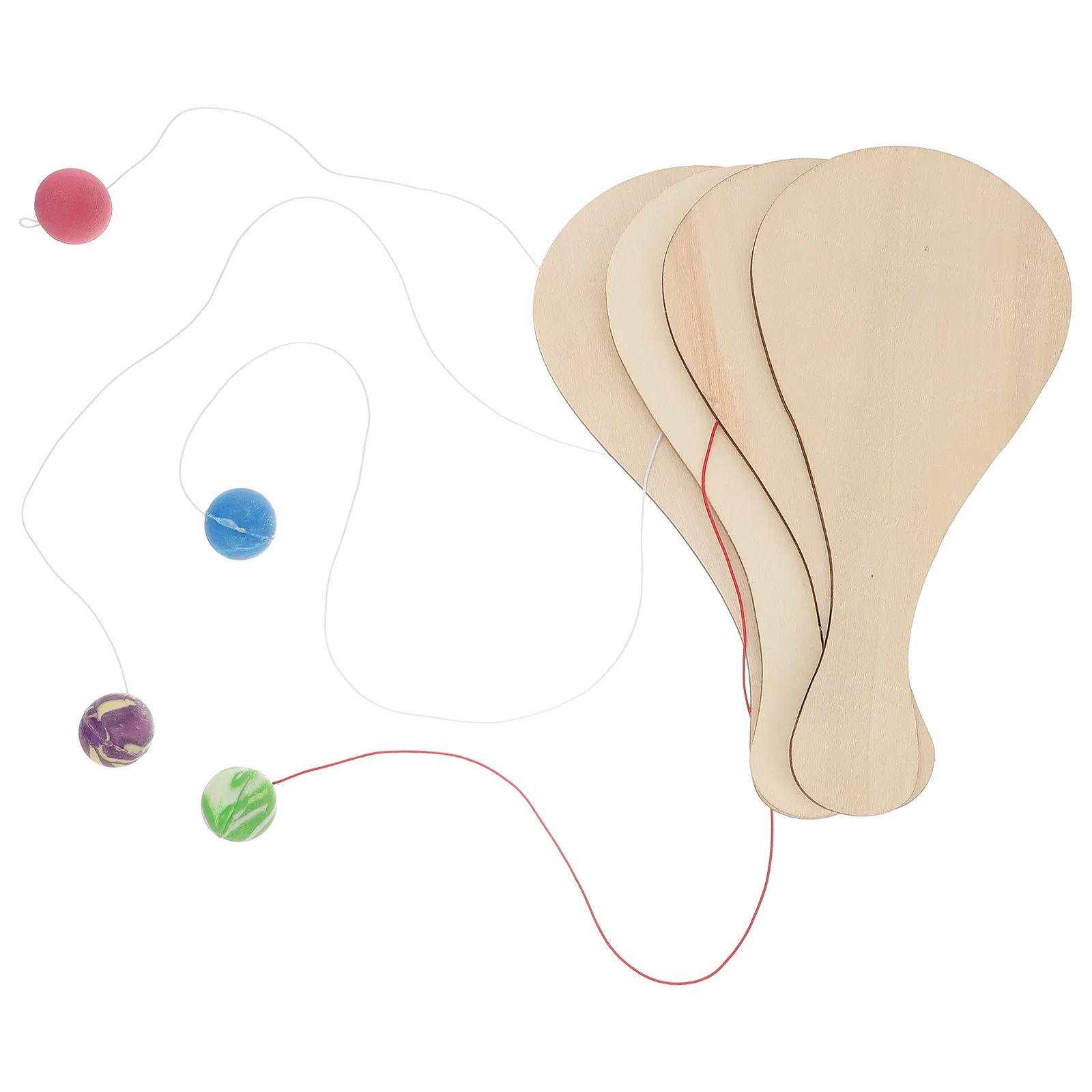 

6 Pcs Puzzle White Billet Wooden Racket Child Adukt Toys Pingpong Racquet Painting Paddle Ball