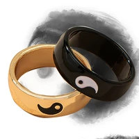 2pcs simple metal drop oil tai chi paired rings set women men yin yang gossip couple rings best friends creative jewelry gift