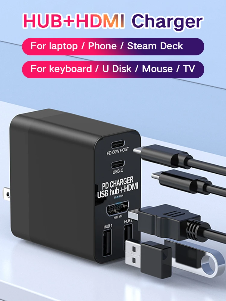 Палубный концентратор Usb Type C к Hdmi сплиттер Macbook Pro Air адаптер для ноутбука аксессуары для компьютера Ipad Otg Mac мини док-станция