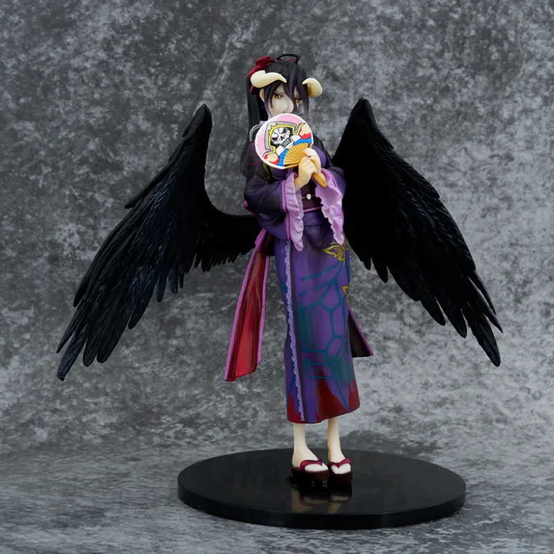 

22.5cm Anime OVERLORD albedo sexy kimono bathrobe wing Beauty series PVC Action figure Model toys Ornaments collection fans gift