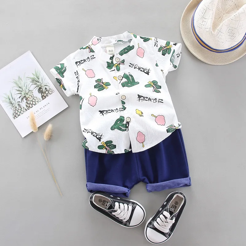 

Летняя Новинка, футболка для мальчиков, Детский костюм с коротким рукавом + детские брюки, повседневный комплект одежды из 2 предметов