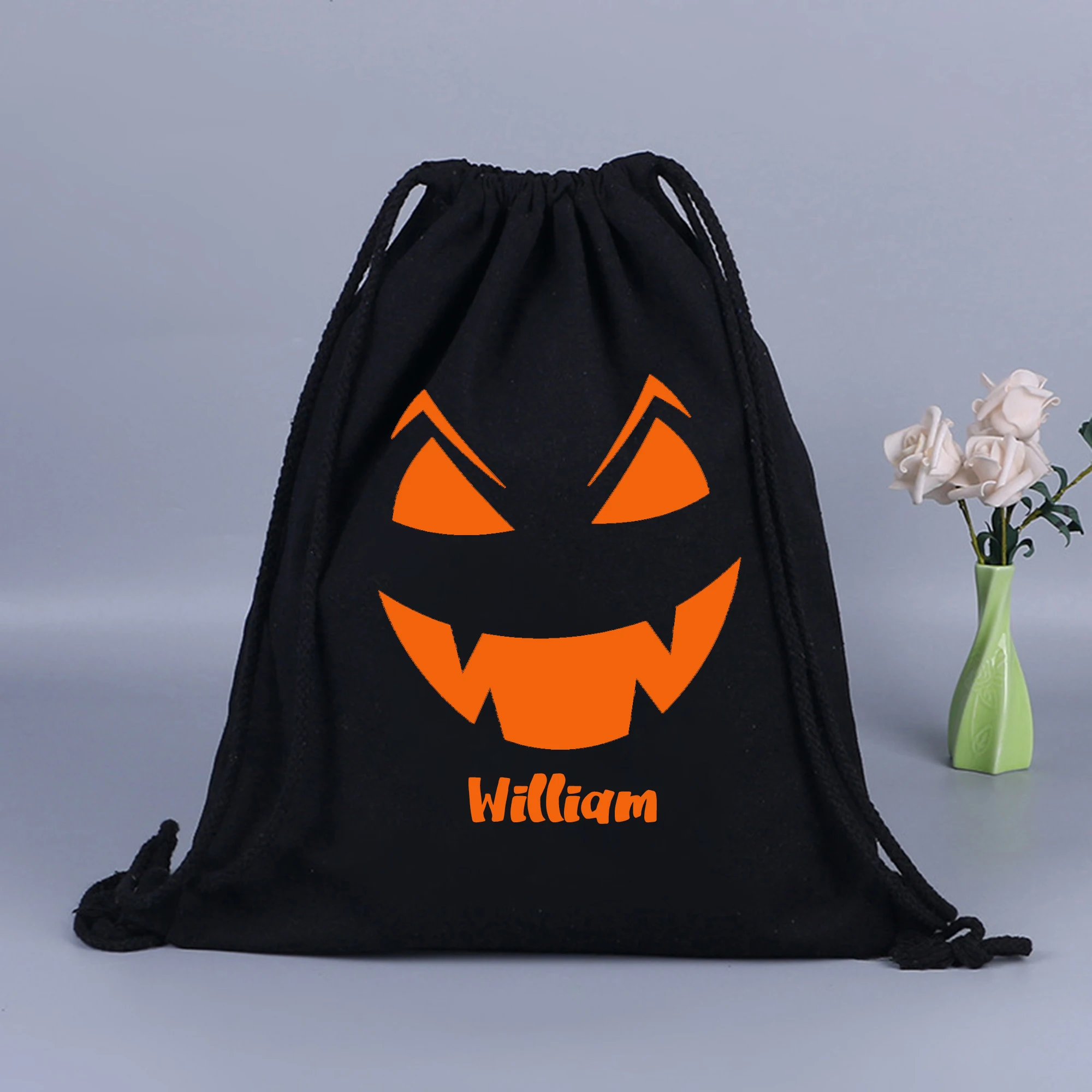 

Pumpkin Gift Bag With Custom Name Small Halloween Gift Bag With Drawstring Thanksgiving Pumpkin Candy Bag Gift Candy Treats