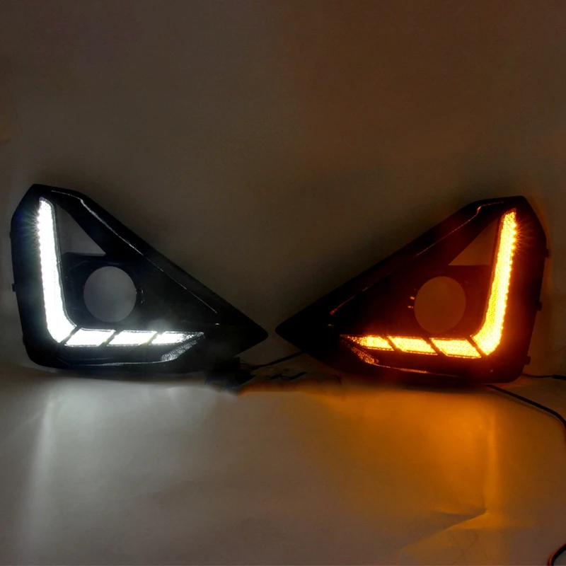 Front LED DRL Daytime Running Driving Light For Isuzu D-Max DMAX 2024 Fog Lamps With Turn Signals White+Yellow