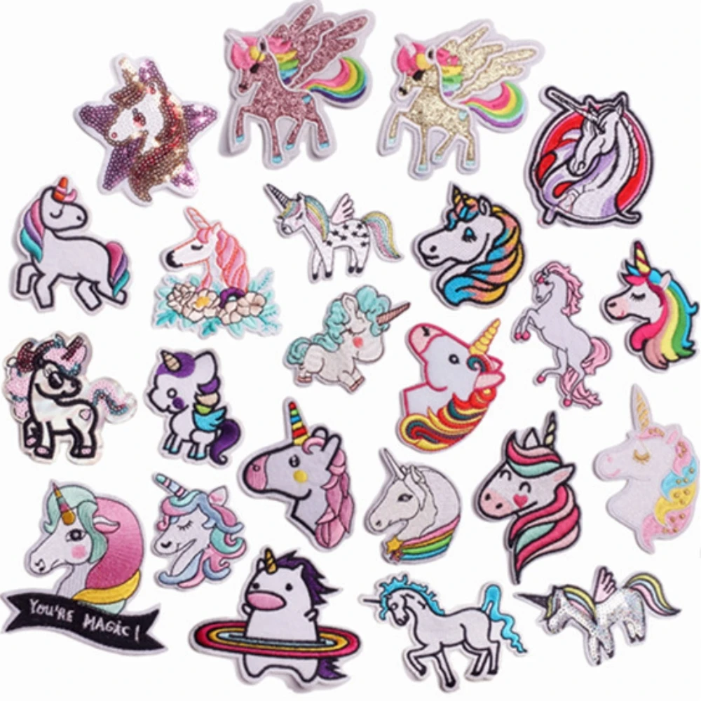 

23pcs Unicorn patch cute cartoon embroidered clothing bag DIY decorative fabric patch
