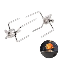2pcs rotisserie bbq forks stainless steel spit bbq forks charcoal chicken grill rotisserie meat fork bbq tool