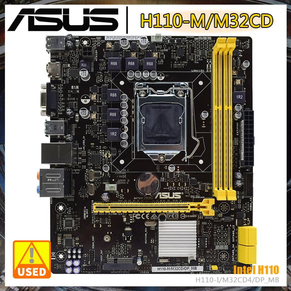 Материнская плата ASUS H110-M/M32CD LGA1151, гнездо DDR3 64 Гб HDMI MicroATX, поддержка процессора 6-го поколения, материнская плата Inter H110 Материнская плата ASUS H110-M/M32CD LGA1151, гнездо DDR3 64 Гб HDMI MicroATX, поддержка процессора 6-го поколения, материнская плата Inter H110
