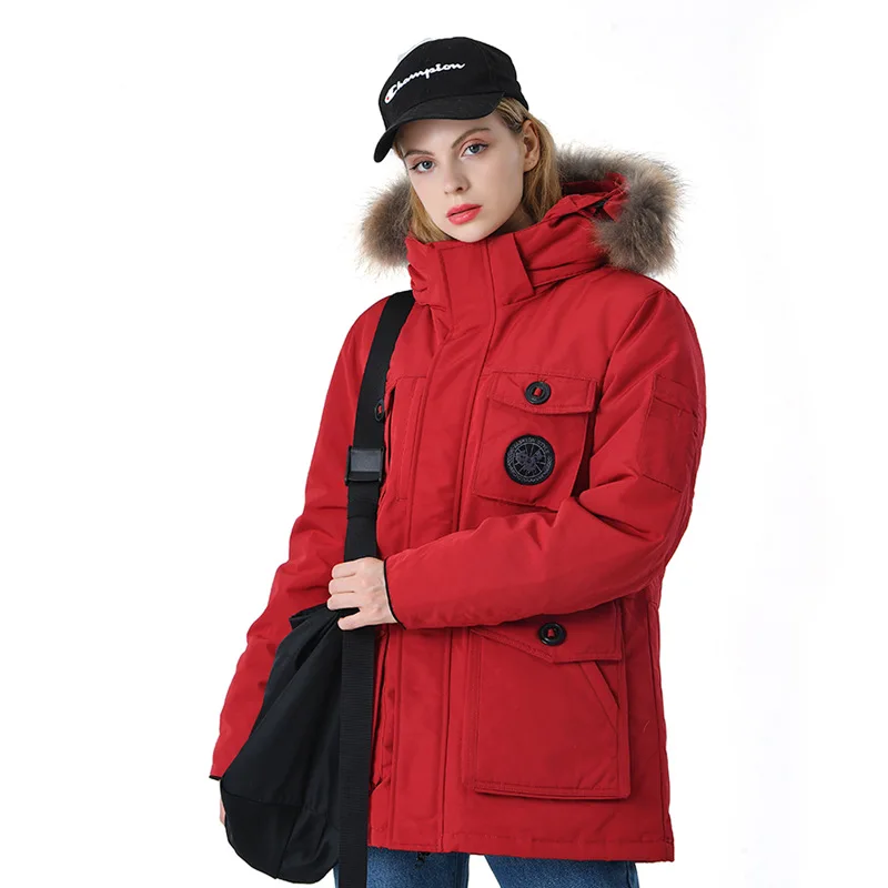 

OKXGNZ 2022 Winter Down Jacket Women White Duck Down Coats Removable Hood Mid-Length Windproof Rainproof Warm Outerwear JH06
