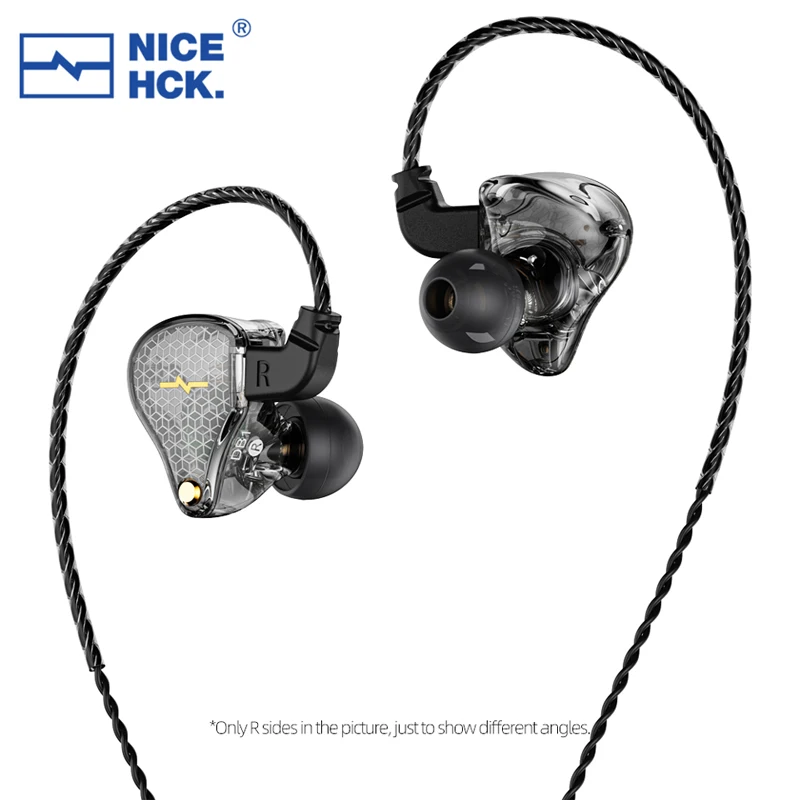 2021 NiceHCK DB1 HIFI наушники в ухо 10 мм динамические музыкальные DJ беговые спортивные IEM наушники студии Earplug 0.78 мм 2Pin отстегиваемые.