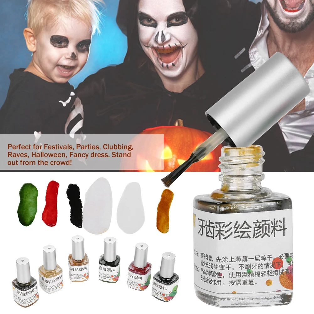 6 Colors 7ml Colorful Non-toxic Tooth Colored Drawing Paint Pigment for Halloween Cosplay