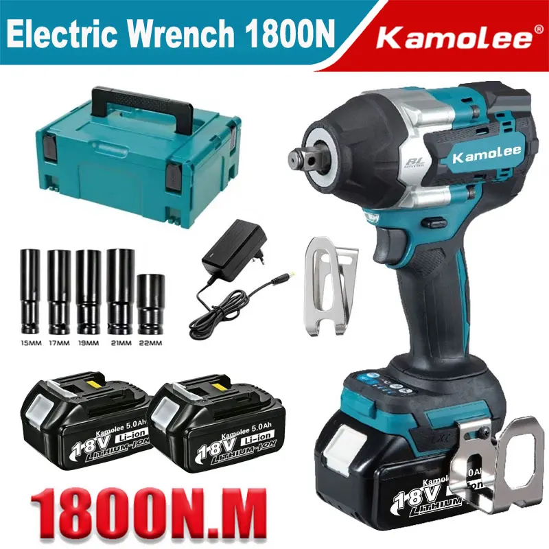 

[Car/truck Repair] Kamolee Impact Wrench Brushless 1800 N.m High Torque Power Tools 1/2 Inch for 18V Makita Battery.