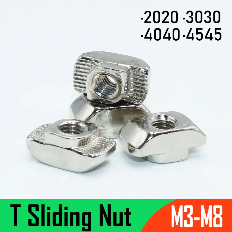 

T-nut M3 M4 M5 M6 M8 крепежные гайки разъем никелированный для 20 30 40 45 ЕС алюминиевая Экструзионная профильная головка молотка T-гайка