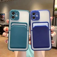 skin feel card wallet phone case for iphone 13 11 12 pro max mini cover xr x xs max 7 8 plus se 2 lens protection card bag funda
