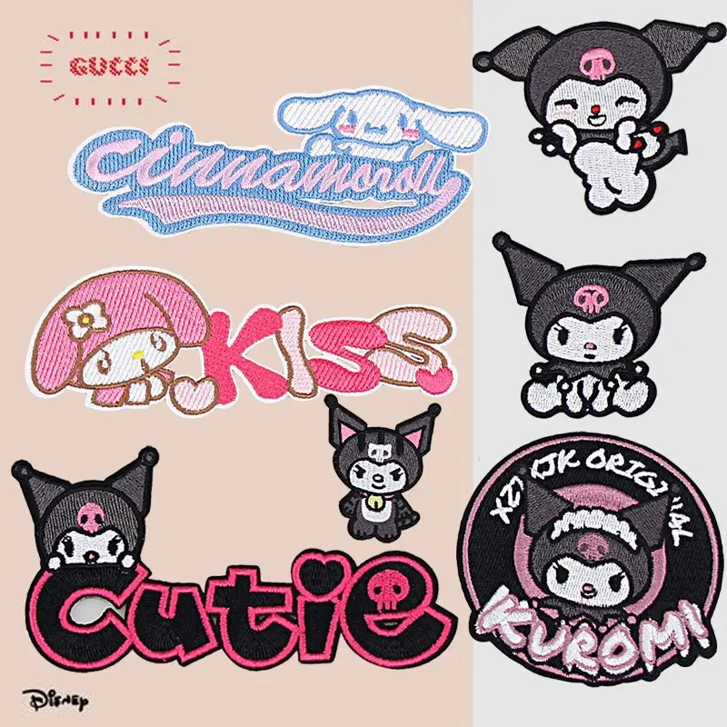 

Шарф Sanrioed My Melody Cinnamoroll Kuromi Pom JK, школьный портфель, декоративная самоклеящаяся нашивка «сделай сам», одежда с рисунком