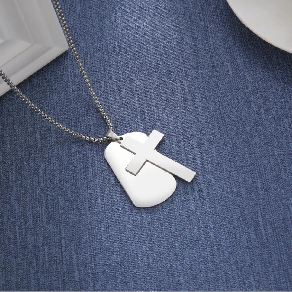 

1PC New Christian Jewelry Handmade Thin Stainless Steel Cross Pendant Necklaces For Women Catholic Crucifix Collar Choker F1383