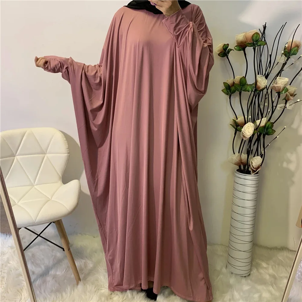 

Muslim Dress Muslim Fashion Solid Color Bat Sleeve Robe Plus Size Dress Abaya Middle East Eid Duabi Abaya Turkey Robes Donsignet