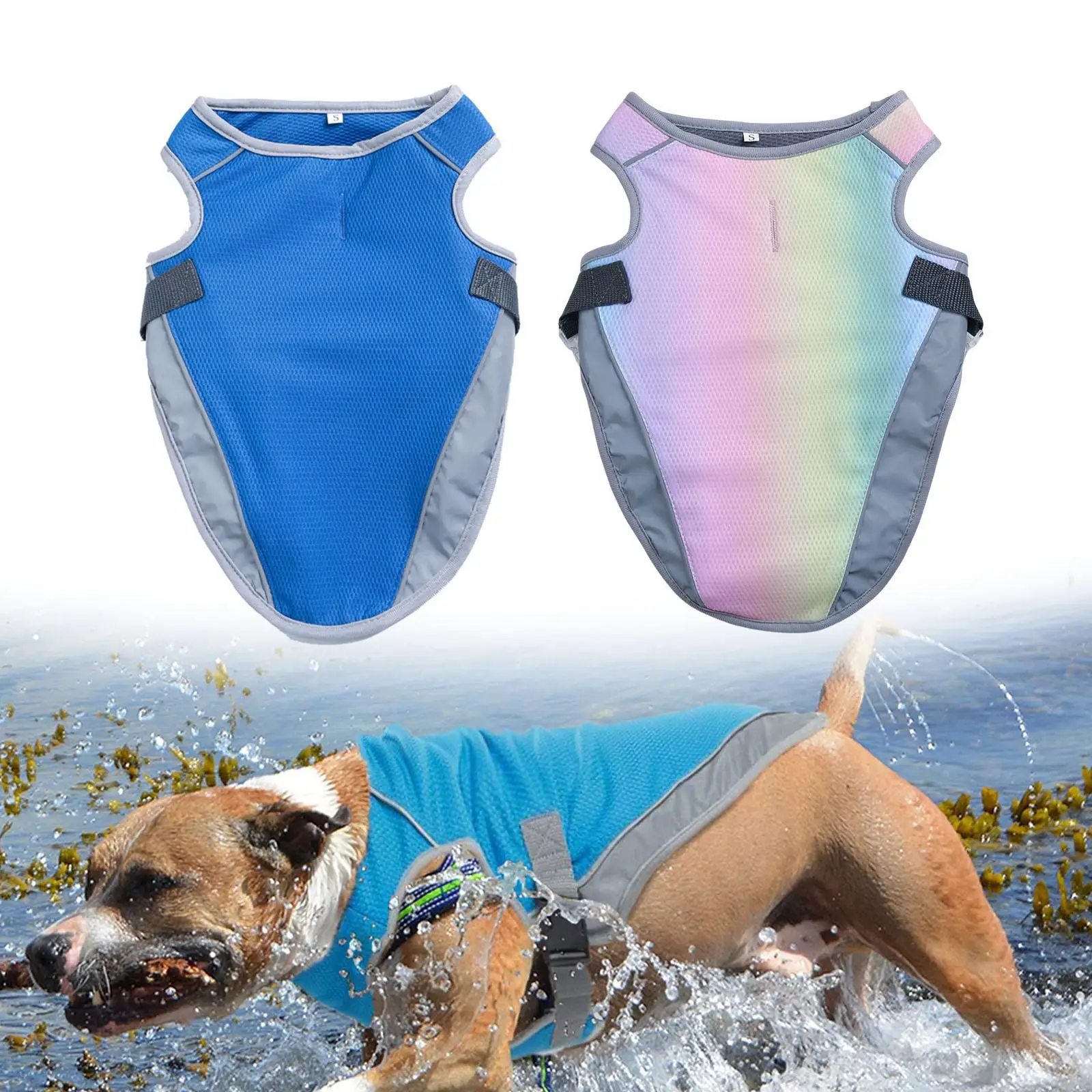 

Dog Cooling Vest Harness Breathable Medium Large Dogs Reflective Pet Cooling Shirt Walking Camping Summer
