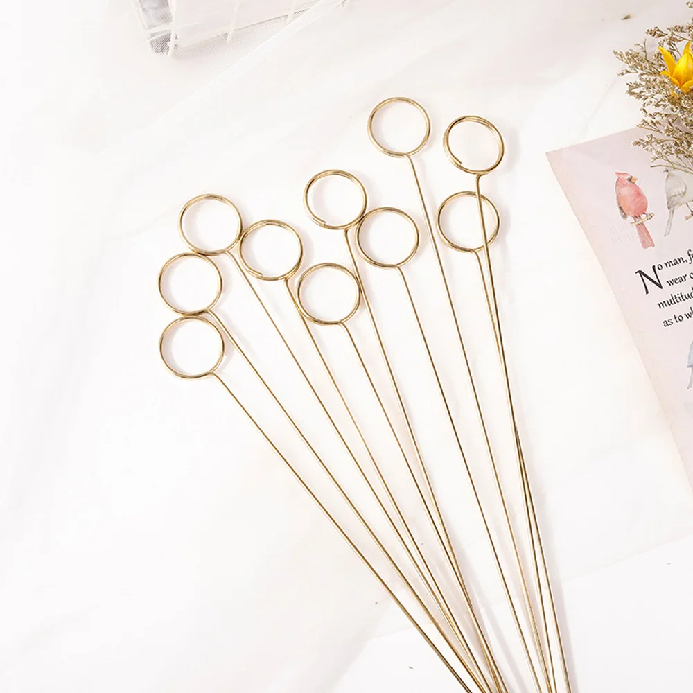 

10Pcs Art Card Holder Metal Postcard Clip Flower Shop Special Card Gold-Plated Flower For Party Decoration