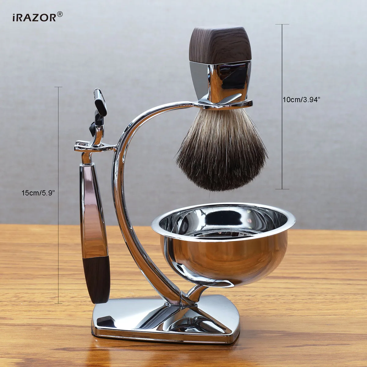 iRAZOR Luxury Mach 3 безопасная бритва мужской набор для бритья деревянная ручка с