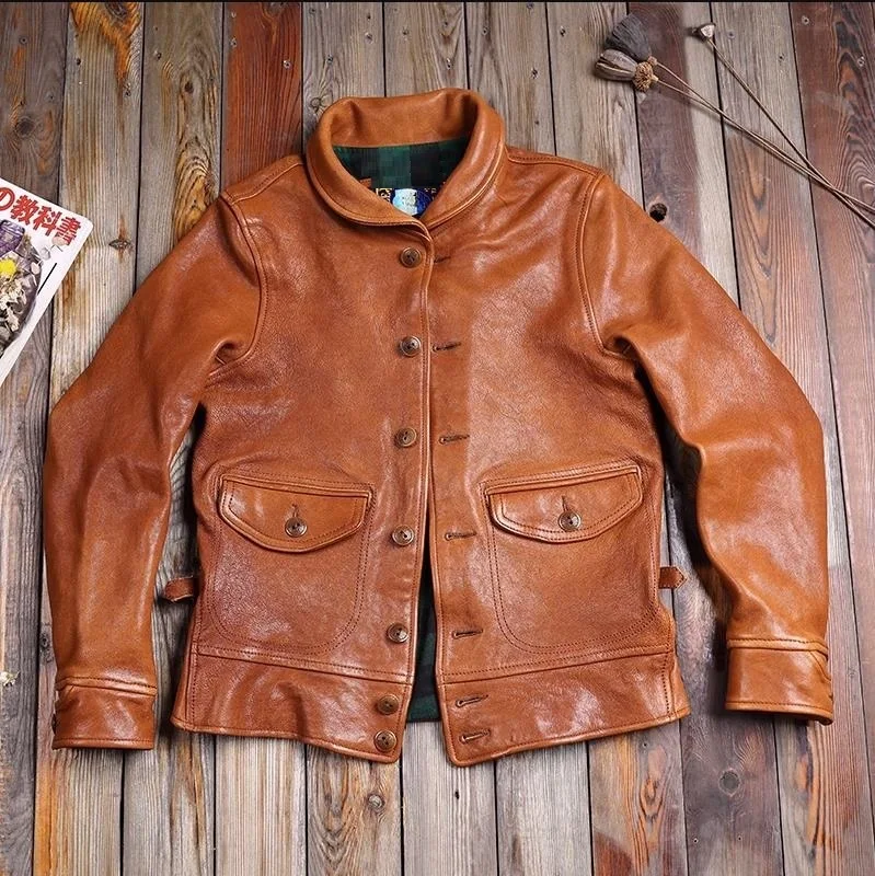 

Бесплатная доставка. Роскошная ткань. Супер качество Толстая 1,6 мм дубленая козья кожа куртка. Мужское винтажное мягкое пальто из натуральной кожи. Классический стиль