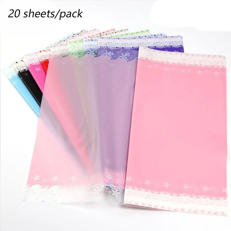 

Flower Wrapping Paper With Lace Waterproof translucent paper Floral Bouquet Gift Packaging Supplies Multi Colors 20 sheets/pack