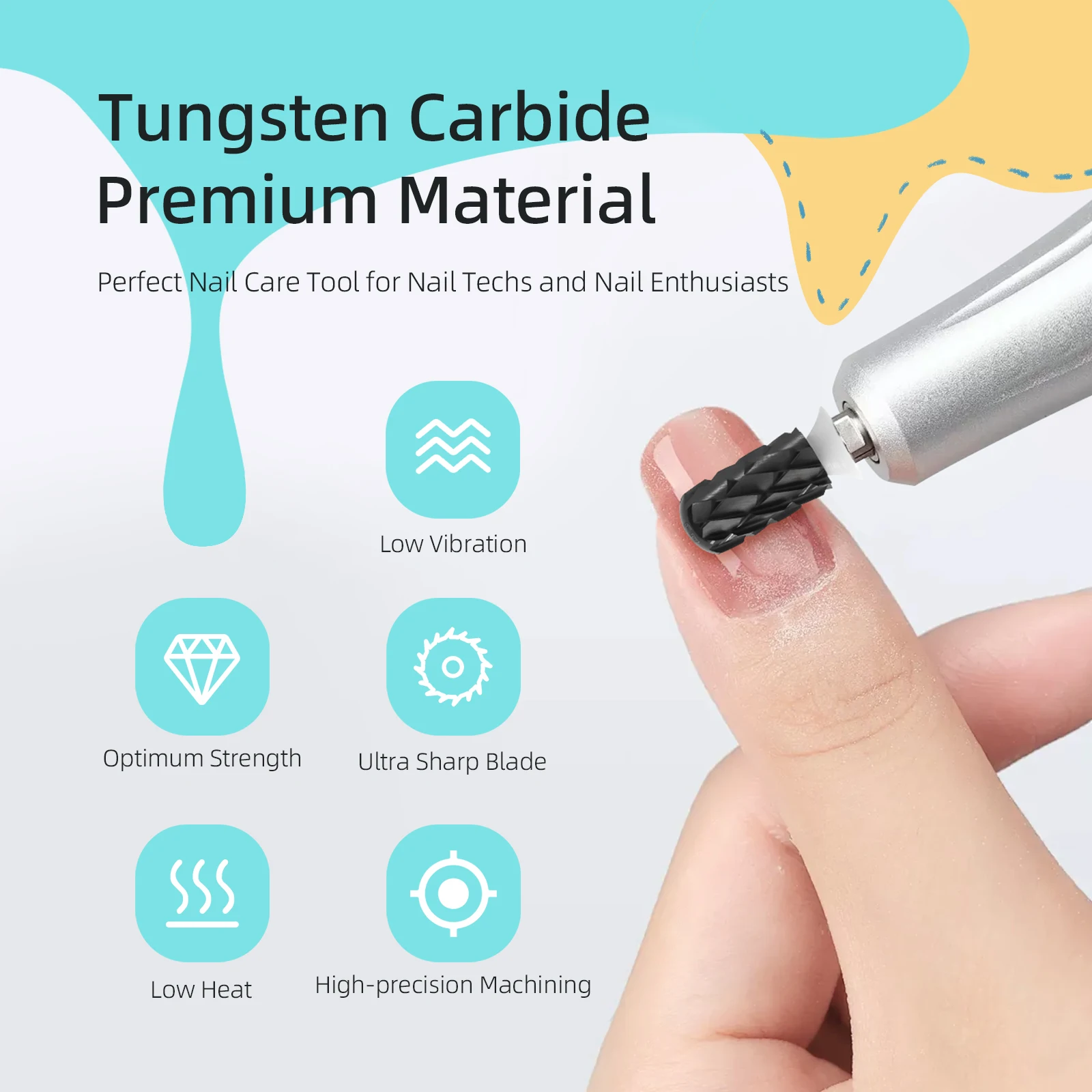 HYTOOS DLC черные безопасные твердосплавные сверла для ногтей 5XC с гладким верхом и