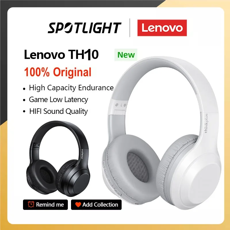 

Оригинальные стереонаушники Lenovo Thinkplus TH10, Bluetooth-наушники, музыкальная гарнитура с микрофоном для мобильного телефона IPhone, Samsung, Android, IOS