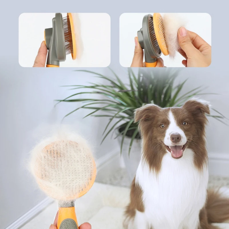 

Long Haired Pet Self Cleaning Dog Brush Combs for Shedding Short Slicker Button Brush Gently Removes Tangled Hair Dog Supplies