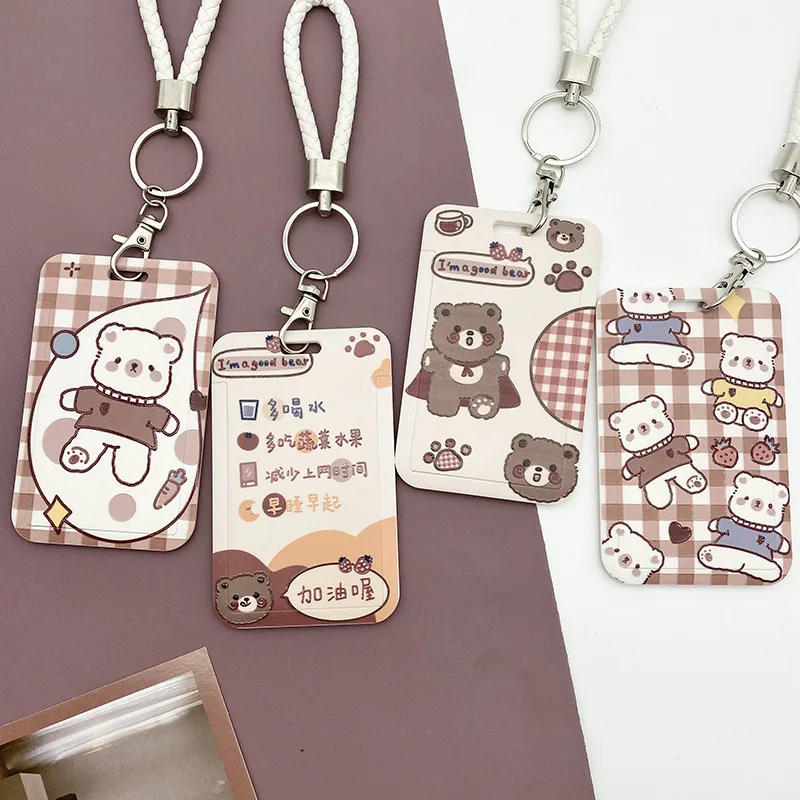 

Kawaii Acrylic K Pop Photocard Holder Credit ID Bank Card Photo Holder Polaroid Cute Bear Pendant Bus Card Protective Case