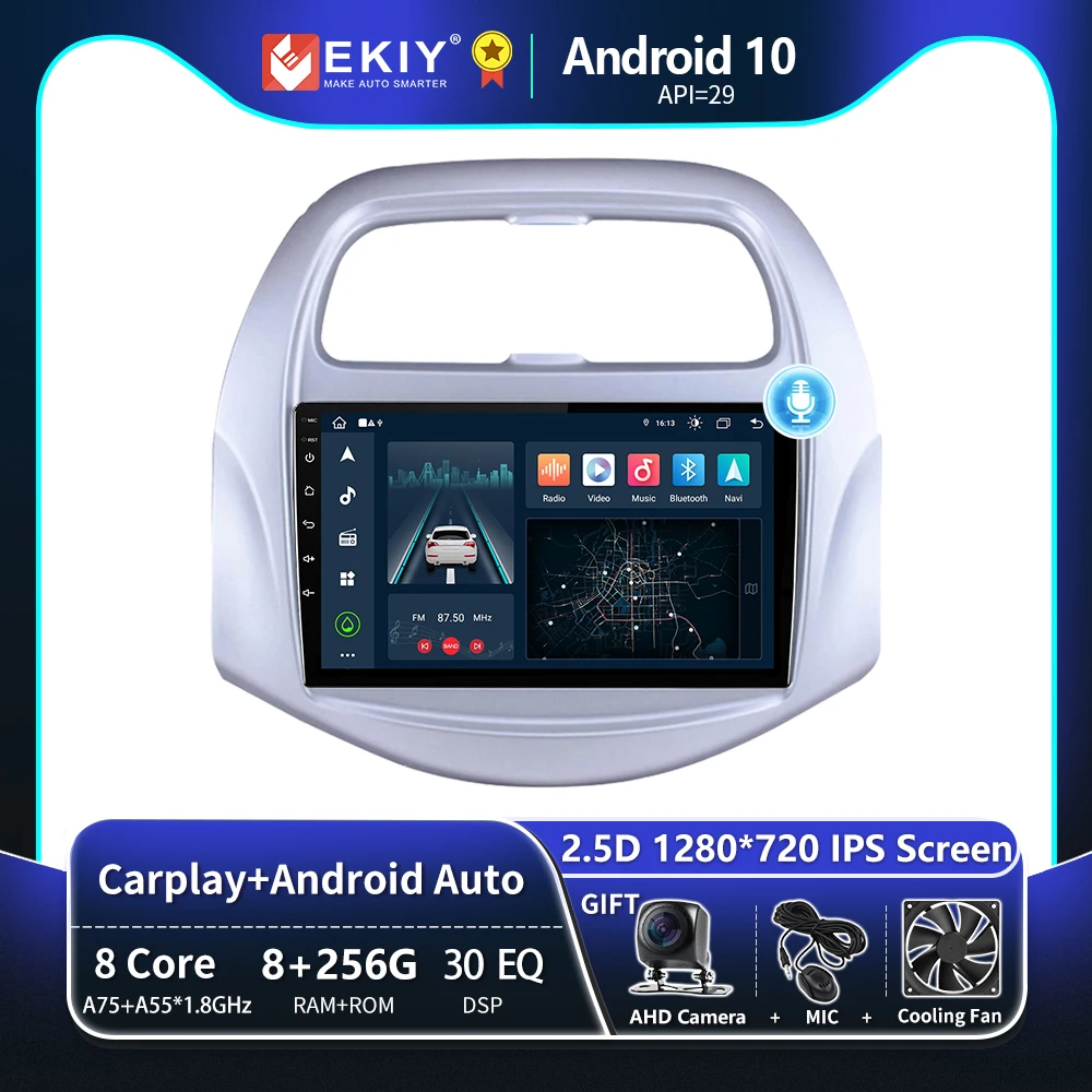 

EKIY T8 8G 256G для Chevrolet Spark Baic Beat Daewoo Matiz 2018 2019 - 2022 Автомобильный радиоприемник Авторадио Мультимедийный видеоплеер Навигация GPS Стерео Carplay Беспр...