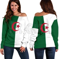 yx girl algeria off shoulder 3d printed novelty women casual long sleeve sweater pullover