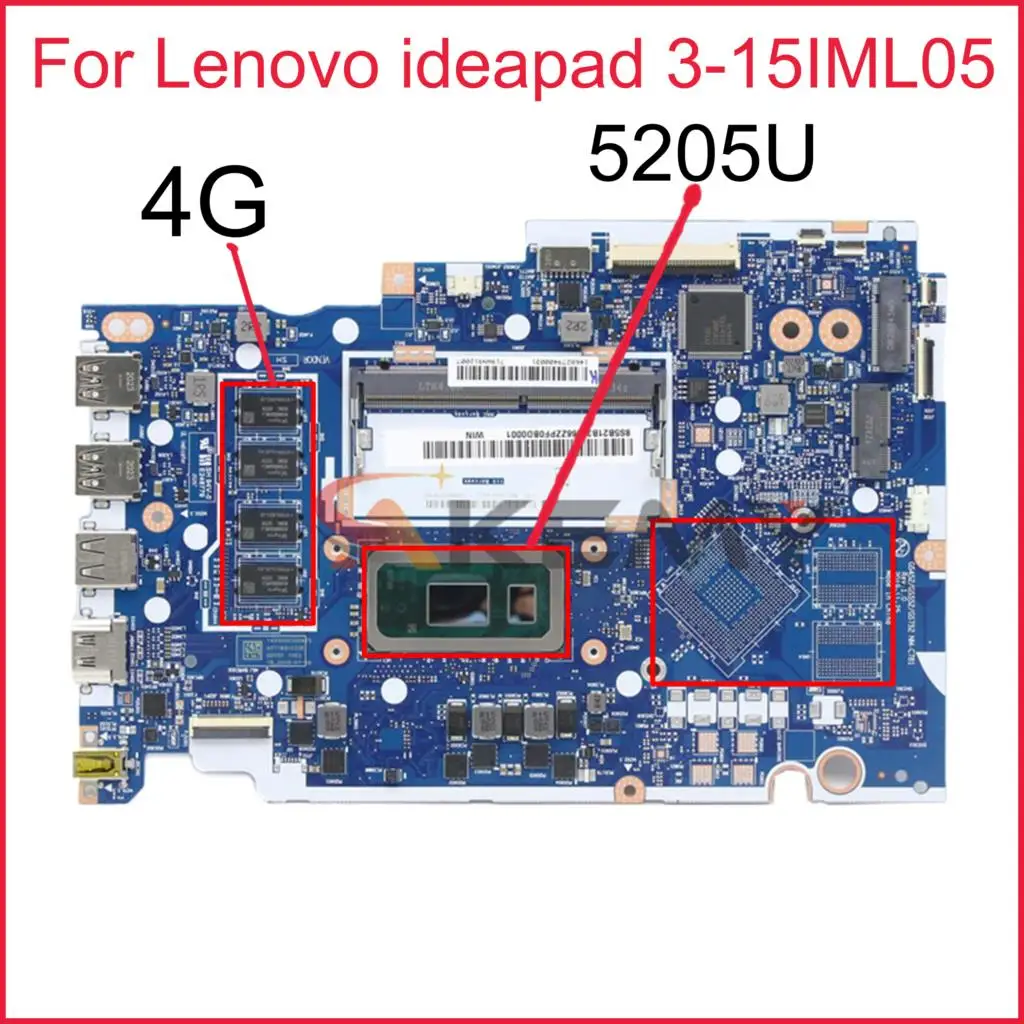 

NM-C781 для Lenovo ideapad 3-15IML05 материнская плата для ноутбука с процессором 5205U SRGL3 UMA_4G FRU 5B21B37166 DDR4 100% полностью протестирована